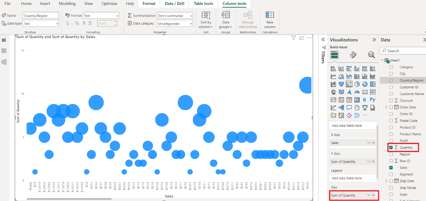 Creating A Scatter Chart in Power BI